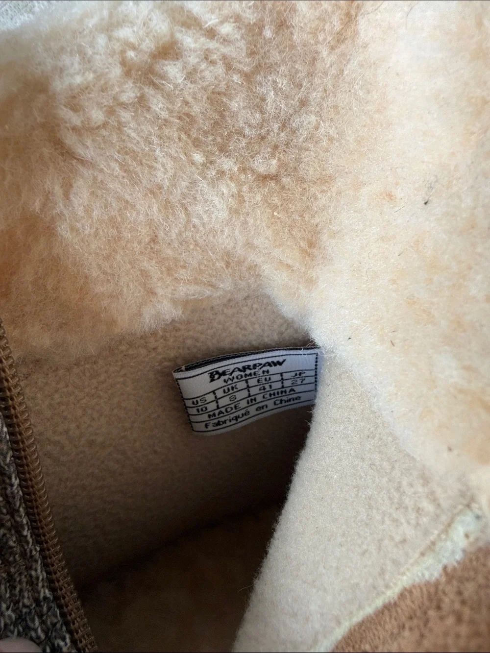 BearPaw Tan Suede Quilted Winter Boot with Shearling Collar